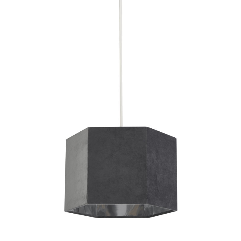 20cm H Faux Velvet Novelty Pendant Shade ( Uno ) in Black