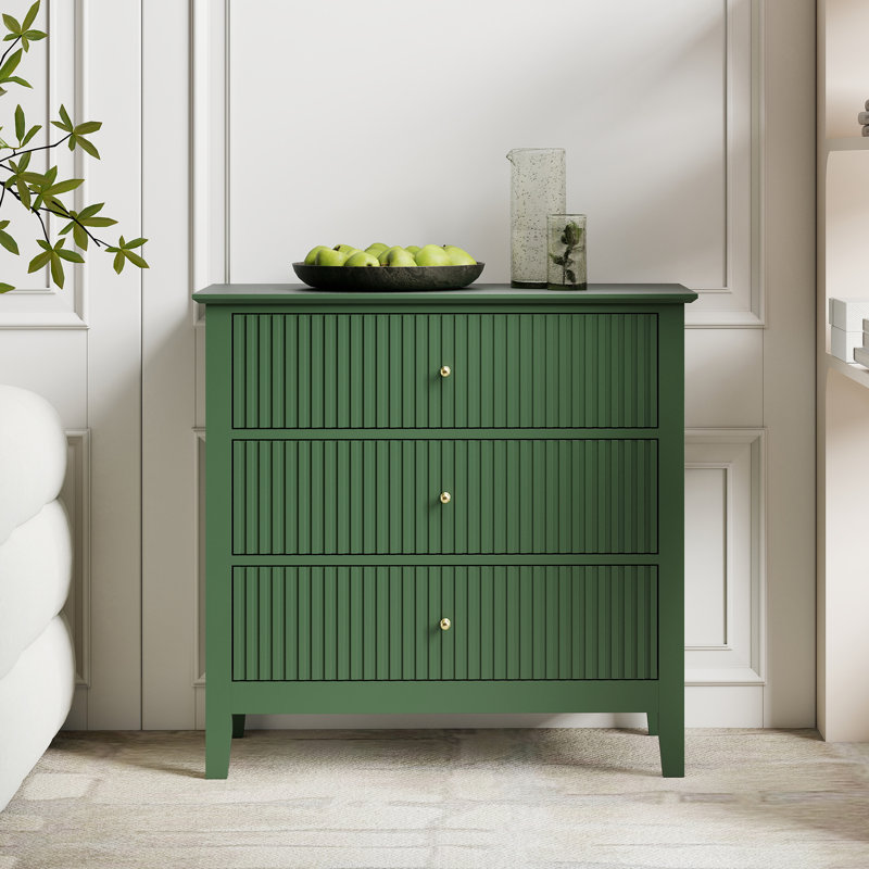 3 Drawer 31 In. Wide Chest Of Drawers, Green