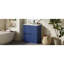 Meuble-lavabo de 30 po en bleu avec conception cannelée, système double, comptoir brillant et poignée de rangement pratique et autoportante-1949899628