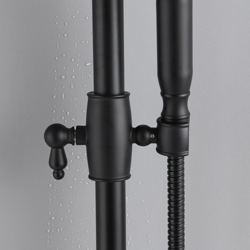 Wall Mounted Dual Shower With 8" Rainfall And Handheld, Matte Black Elegance