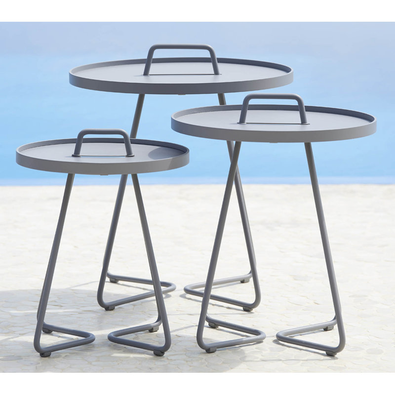 On-the-Move Outdoor Round Side Table, 17.4", Light Gray