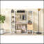 Armoire ouverte avec rails suspendus, tablettes et tiroirs, blanc