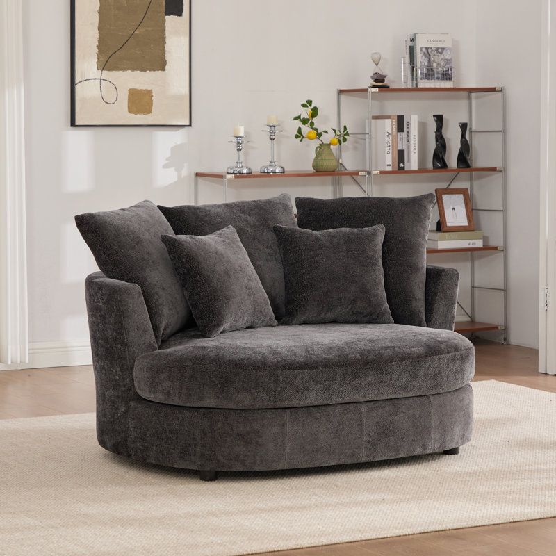Fauteuil demi-tonneau 54,9 po, Chenille gris charbon