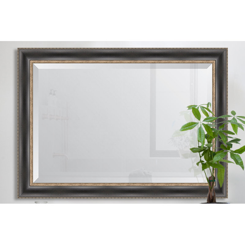Miroir mural en relief noir avec éclat, H 42,25 po x l 30,25 po