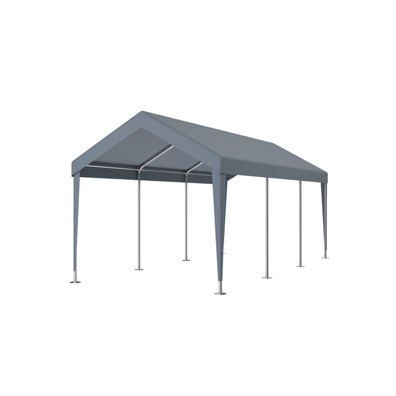 Abri d'auto 12 'X 20', garage portatif pour bateaux et véhicules. Structure en acier galvanisé, couvercle en Fade pe, 2 portes, 4 fenêtres d'aération, assemblage facile, gris robuste avec cadre robuste. Ventilé