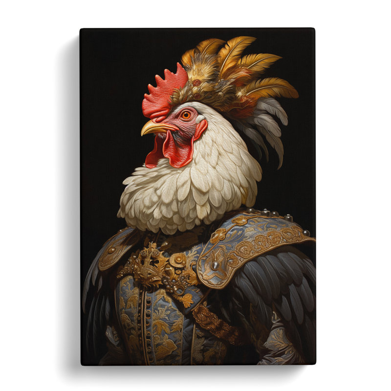 Chicken Baroque - No Frame Rectangle Print, 76cm H x 50cm W x 3cm D