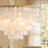 23.6'' Modern Gold Capiz Shell Chandelier 7-Light, Coastal Drum Pendant Light