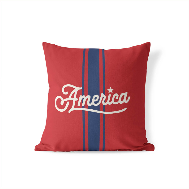 Coussin décoratif America, Rouge, Carré de 26 po