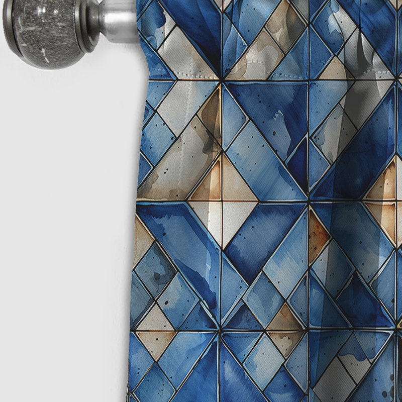 Rustic Cobalt Lattices Elegance - Rideau abstrait - Rideau géométrique occultant - 1 panneau, L 52 po x L 108 po