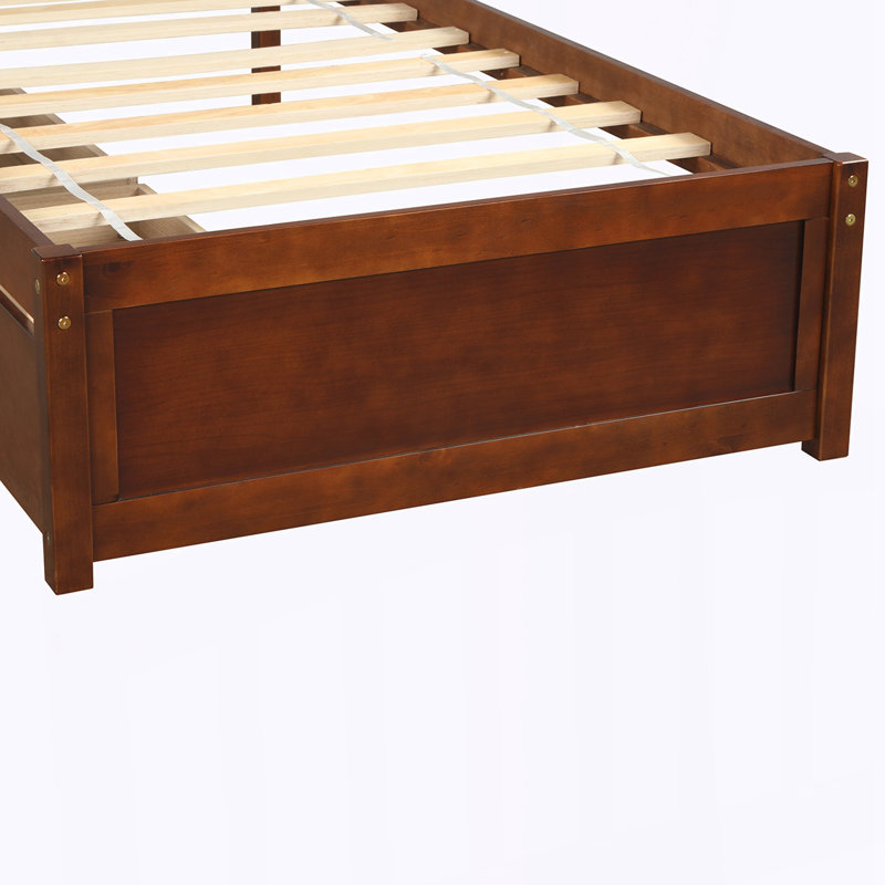 Lit plateforme simple avec rangement, Noyer