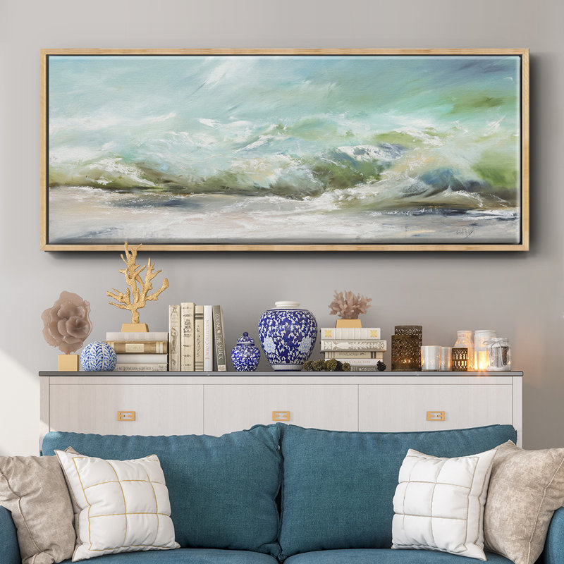 The Wave V1- Framed Canvas, 24" H x 60" W