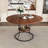 Extendable Round Dining Table with Metal Base and Storage Shelf