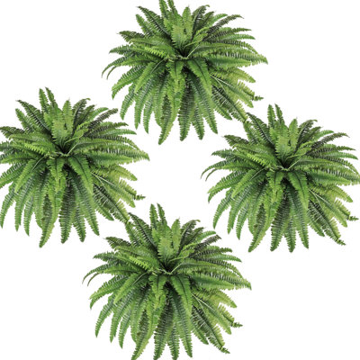 4Pack Large Fake Boston Ferns,40 Branches Artificial Ferns, Faux Fern Plants for Home, Office, Garden Indoor Outdoor Decoration