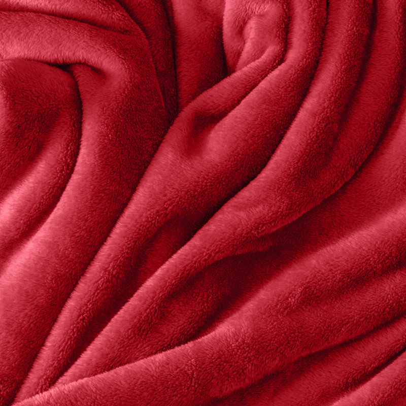 Bare Home Microplush Fleece Blanket - Fuzzy, Warm, Bed/Throw Blanket, Red, Throw