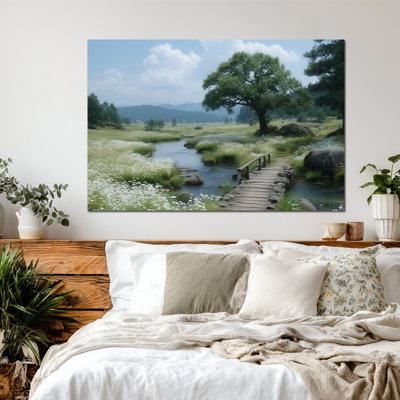 GUTTATY Spring Landscape Pictures Canvas Wall Decor, Spring Canvas Wall Art for Living Room, Flower Painting Bedroom Prints, Nature Artwork Poster, Wildflower Wall Art Large, 32" × 48"