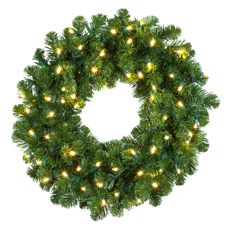 Couronne de sapin pré-éclairée, H 24 po x l 24 po