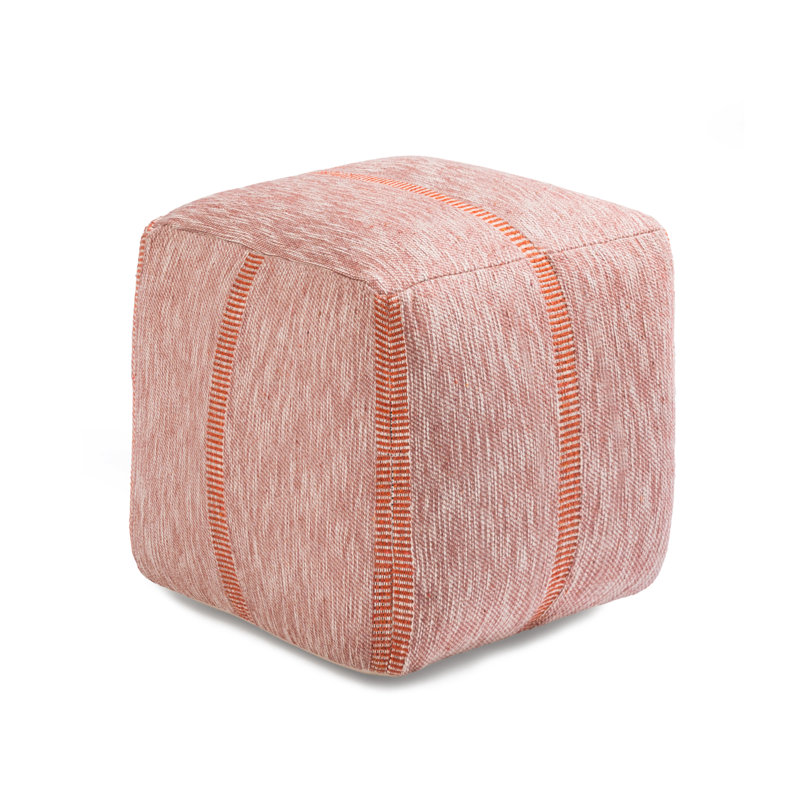 Marta 20" Mahogany Rose Upholstered Pouf Ottoman, Brown