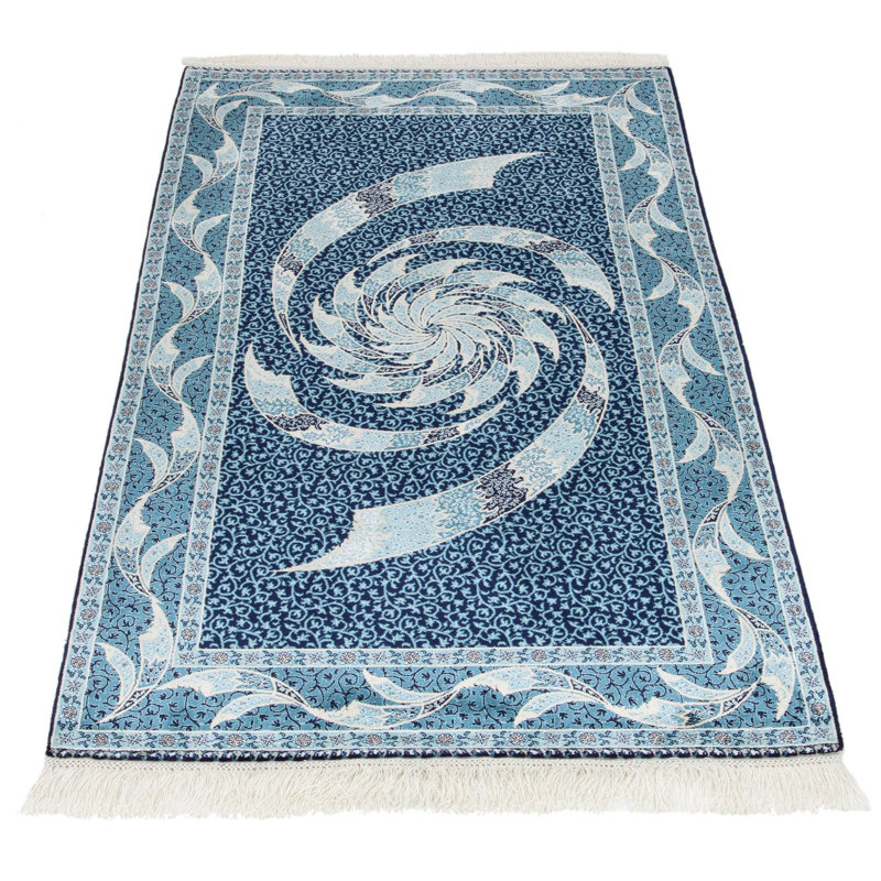 Tapis turc bleu marine et ivoire 3x5
