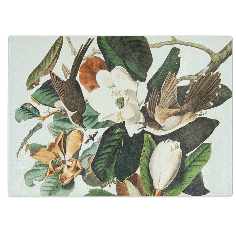 Tempered Glass Cuckoo Birds Chopping Board, 39 cm W x 28.5 cm L