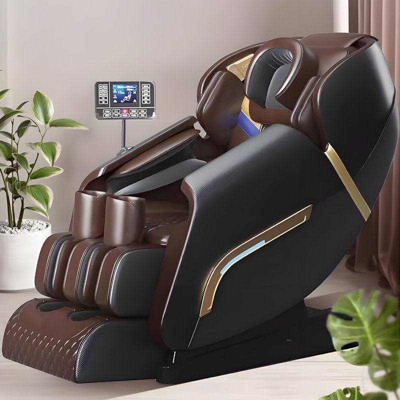 Fauteuil de massage électrique multifonctionnel brun et noir pour tout le corps