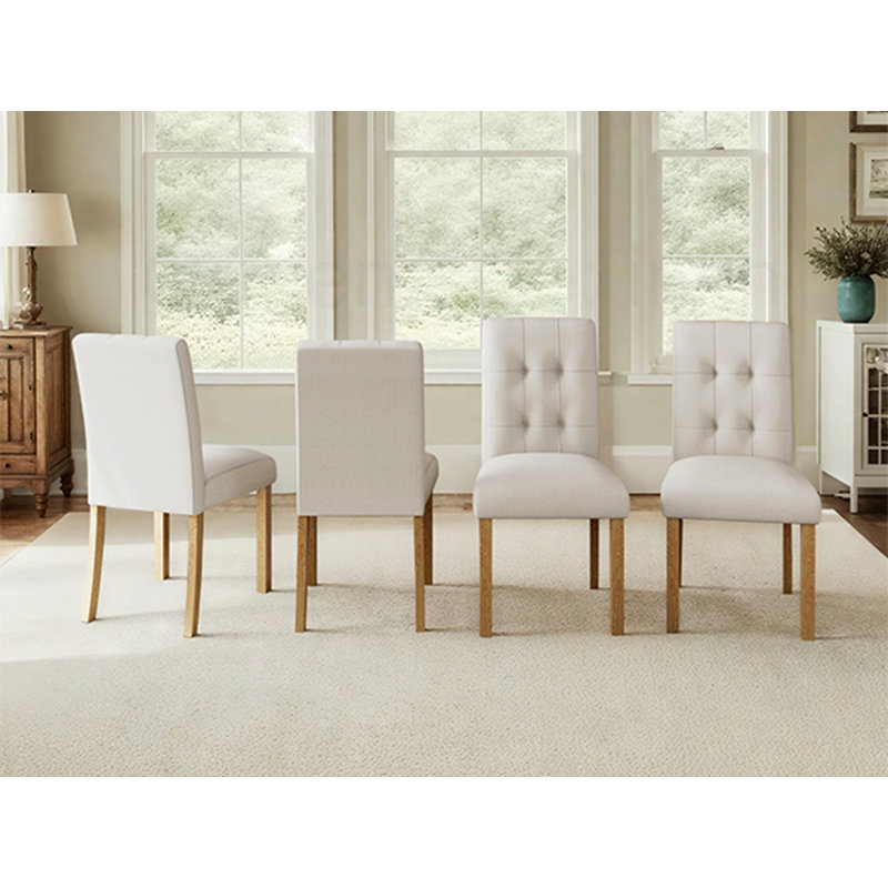 Ensemble de 4 chaises de salle à manger en bois, Beige