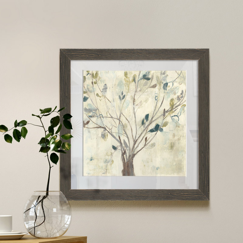 Arbre de bleu II, reproduction d’art encadrée, Blanc, H 31,5 po x l 31,5 po x P 1,5 po, Cadre en papier gris