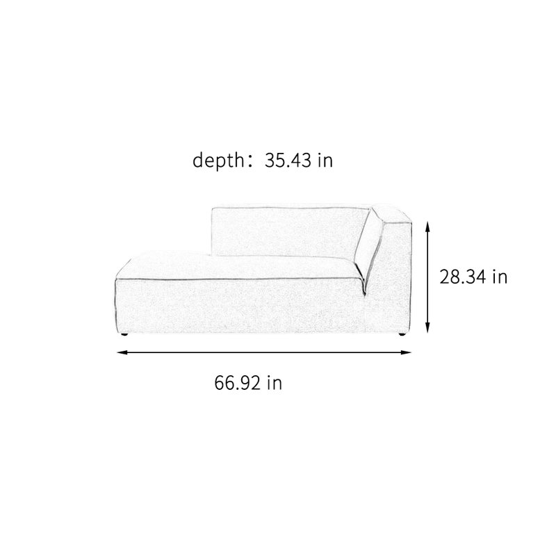Chaise longue rembourrée Modern, Accoudoir à droite (vu de face), Blanc cassé