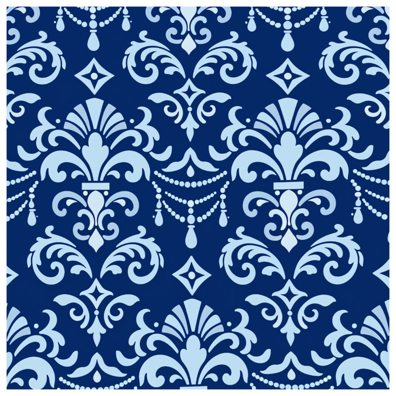 Blue Damask Pattern Comforter, Twin Extra Long