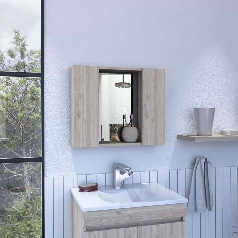 Armoire à pharmacie 2 portes avec 5 tablettes Morgandy, Gris