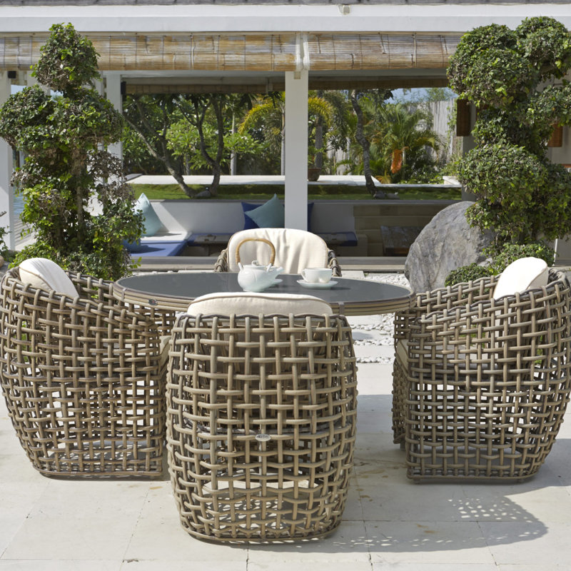 Dynasty Outdoor Dining Armchair, Kubu Mushroom, Canvas Canvas Sunbrella® Canvas