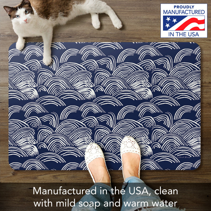 Highland Home Indigo Waves 30" x 20" Comfort Kitchen Mat