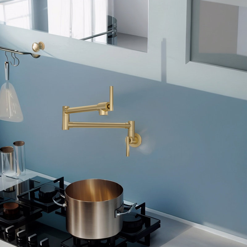 Robinet remplisseur de pot - Robinet d'évier de cuisine mural pliant extensible avec un trou et deux poignées
