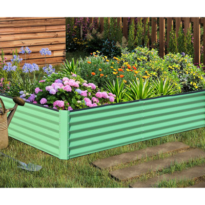 Galvanized Raised Garden Bed 6X3x1.5Ft - Outdoor Planting Box For Bountiful Gardening Of Veggies, Fruits, Flowers Metal Planter For Facilitates Abundant Growth