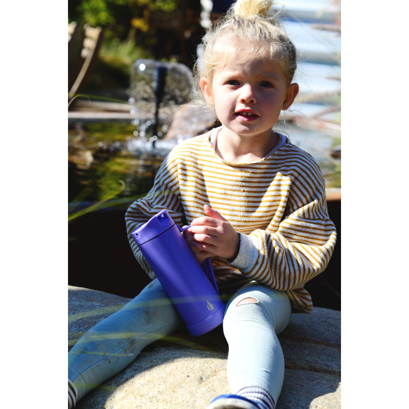 Bouteilles d'eau élémentaires 14 oz pour enfants en acier inoxydable avec couvercle en paille, Lavande