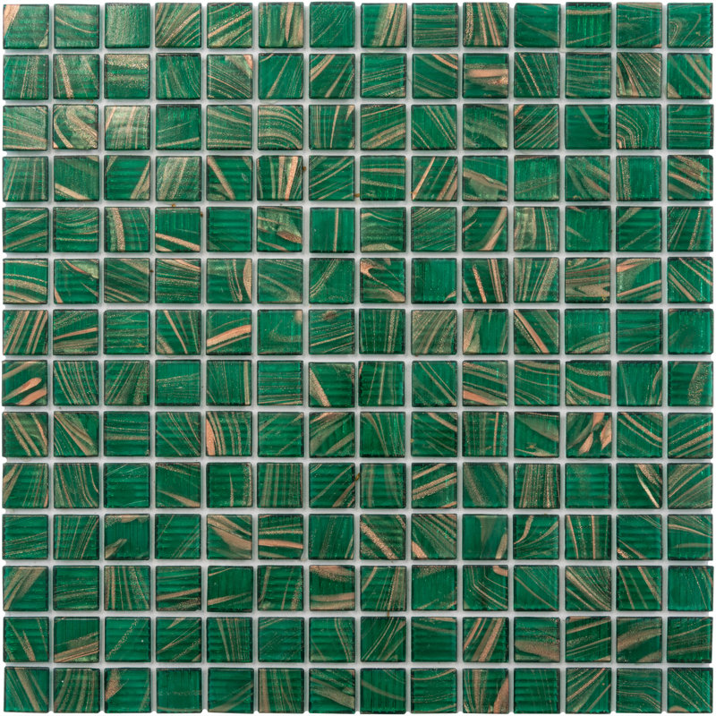 Celestial 12”X 12” Glossy Lincoln Green and Gold Glass Mosaic Wall and Floor Tile (20 Sq. Ft./Case) (20-Pack)