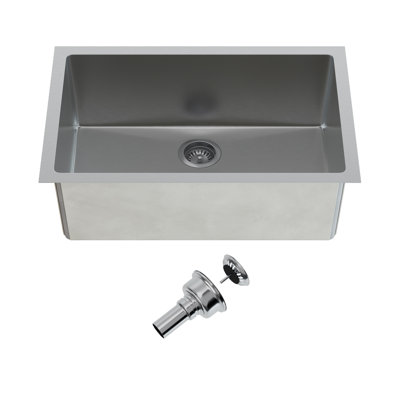 Évier de cuisine à simple cuve encastrable en acier inoxydable de calibre 18 KSS-2718-1-S Cantrio