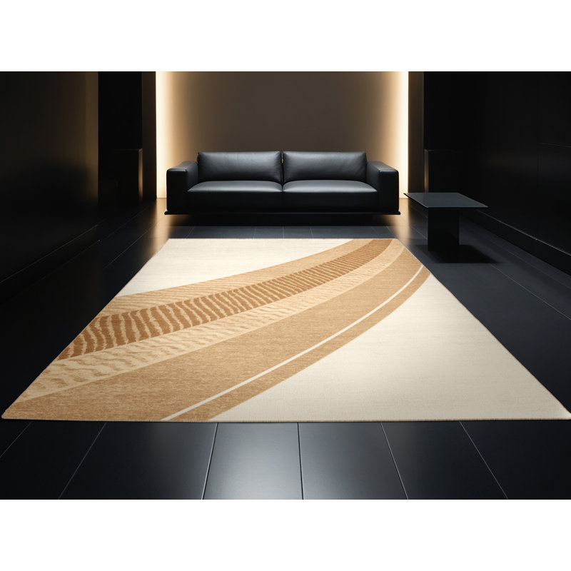 Machine Washable Paxton Triple Jump Modern & Contemporary Striped Rug in Beige – Beige Binding, 2x5