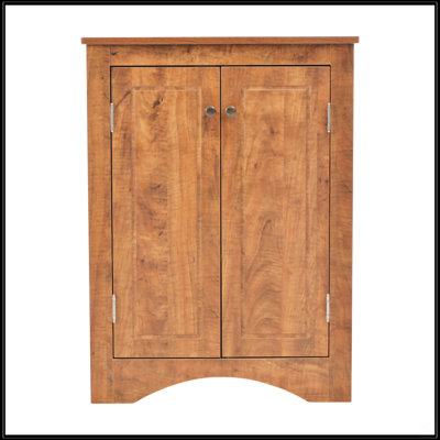 Armoire de rangement triangulaire brune avec tablettes réglables
