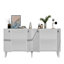 Console moderne, blanc et argent, panneau de particules recouvert de mélamine à 100%, épaisseur: 0,7 pouce | Design élégant pour le vestibule ou le salon, durable et élégant-182129413