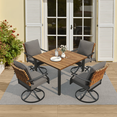 Viviann 4 - Person Swivel & Rocking Chairs Outdoor Dining Set