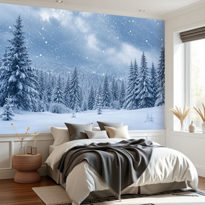 Papier peint adhésif autocollant amovible pour l'hiver Pure Winter H 69 po x l 96 po