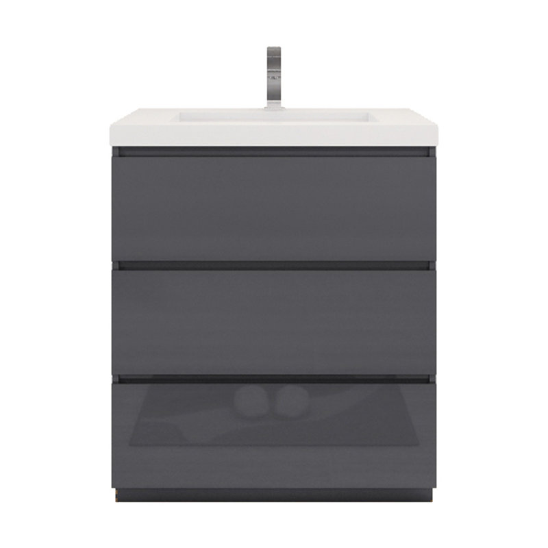 Lawncrest 29.5'' Single Bathroom Vanity with Acrylic Top, Hight Gloss Gray