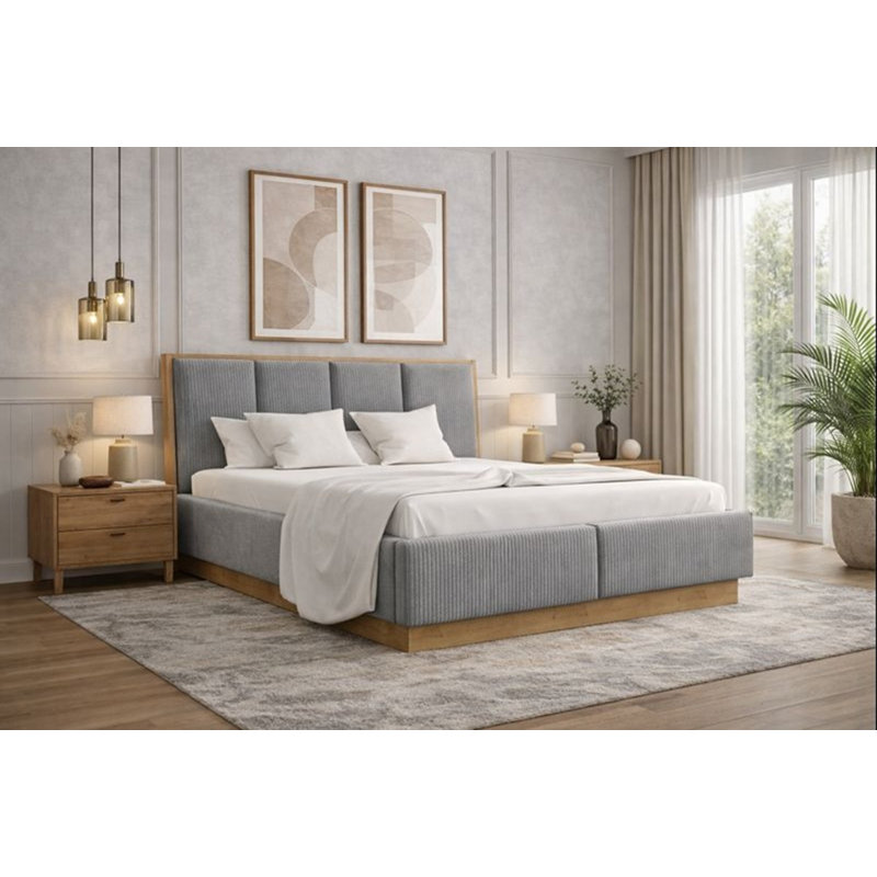 Upholstered Ottoman Storage Bed, Beige, 140 x 200 cm