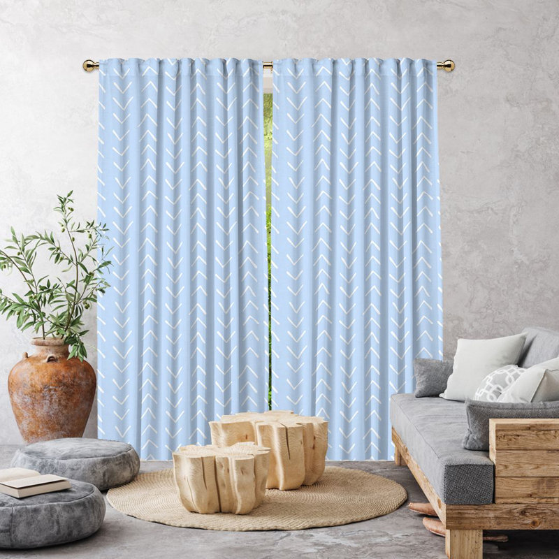 Bohemian Room Lined Single Panel Curtain, Baby Blue, 140cm Width x 200cm Drop