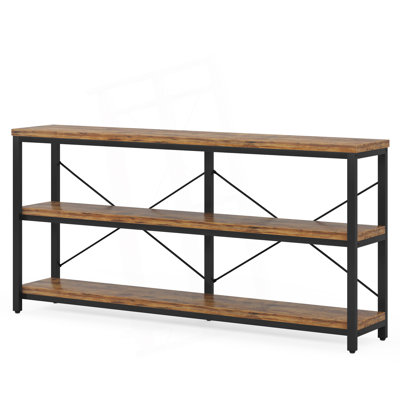 Industrial Console Table With Storage Shelves