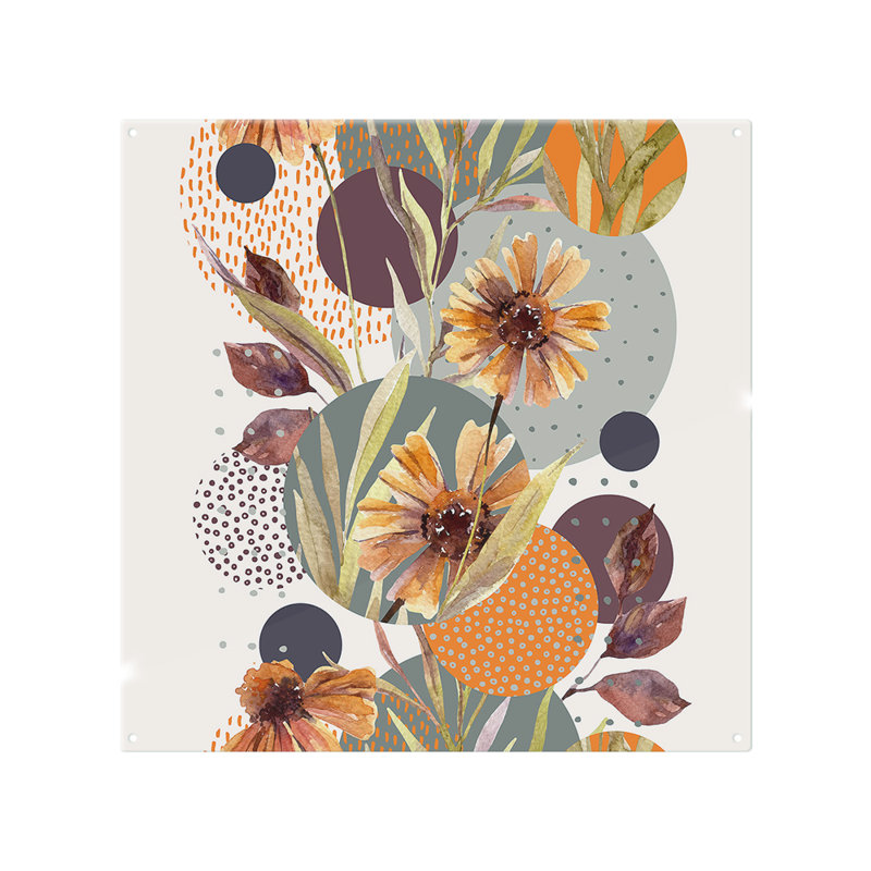 Geometric With Flowers Splash Back, 60cm L x 60cm W