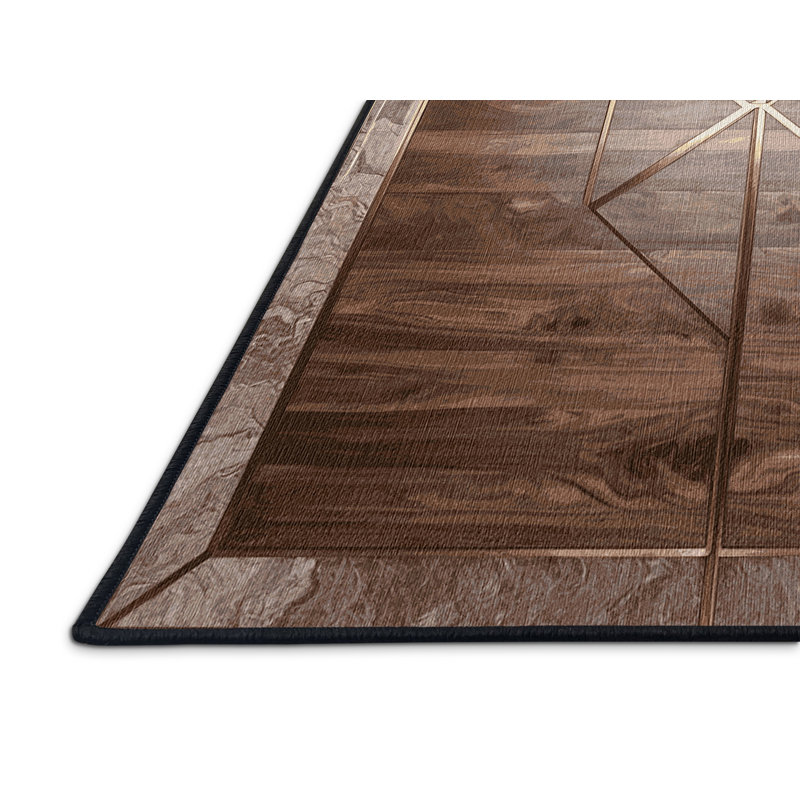 Machine Washable Brown Area Rug, Square 8'