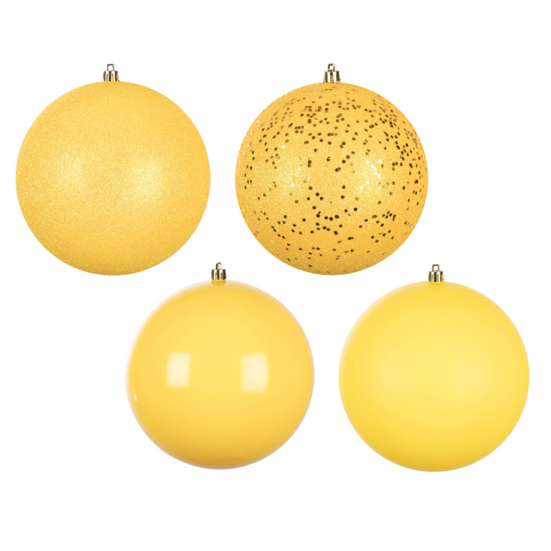 Holiday Décor Ball Ornament, 6" H x 6" W x 6" D, Light Medallion Gold, 4
