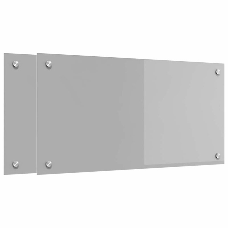 Vidaxl Kitchen Backsplash 2 Pcs Tempered Glass, 70cm H x 40cm W, Light Grey