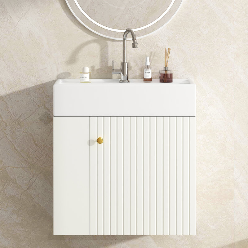 Single Bathroom Vanity with Ceramic Basin, White